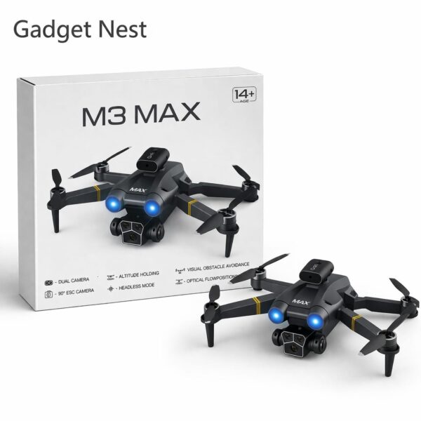 GNH M3 MAX Drone with Dual Camera, Obstacle Avoidance & Optical Flow Positioning (Altitude Hold, Headless Mode, Foldable Design)