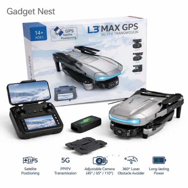 GNH L3 Max GPS Drone with 5G FPV Camera & Satellite Positioning – Foldable Smart Drone with Adjustable HD Camera